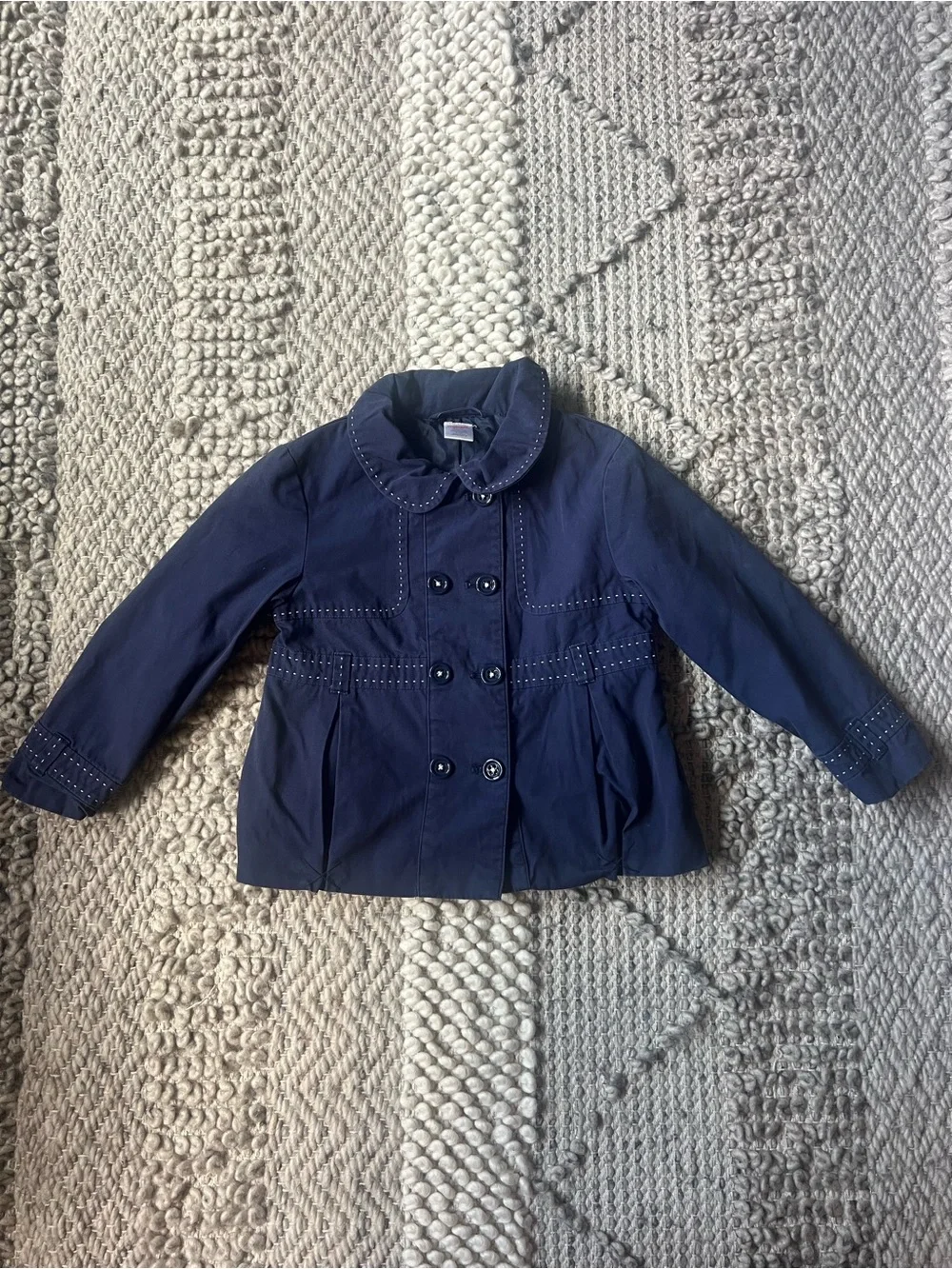 Gymboree Navy Double-Breasted Pea Coat with Stitch Detail